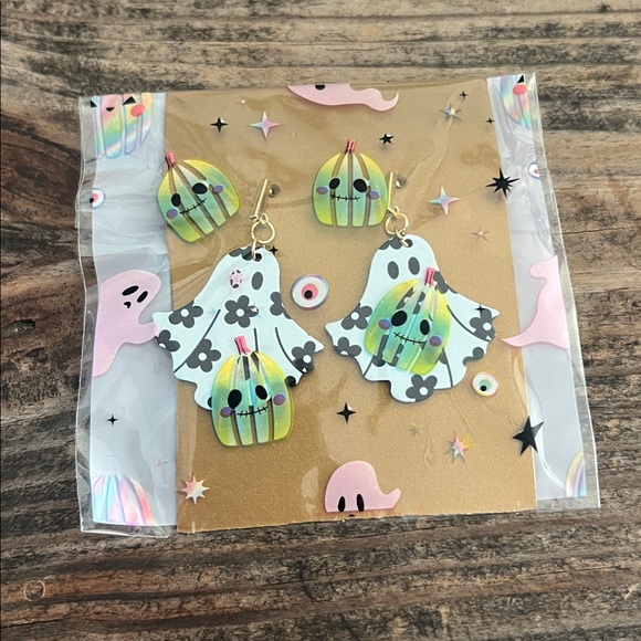 Floral Ghost Earrings $8 or 3 for $15 - Picture 4 of 4